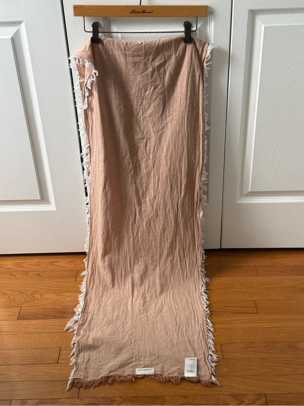 By Anthropologie Beige Fringe Edge Table Runner
